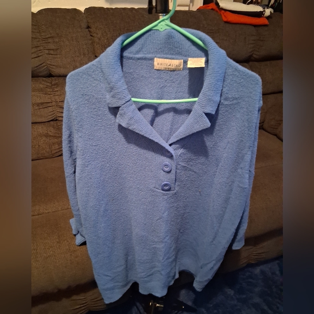 White Stag Blue Button Down Shirt Fits 2-3X